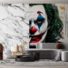 Vibrant clown character with gold crown and expressive features