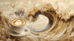 Alternative view of Coffee Wave Art Wall Mural