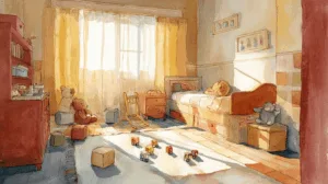 Alternative view of Cozy Child's Bedroom with Toys Wall Mural
