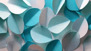Alternative view of Cyan and Turquoise Petal Abstract Wall Mural