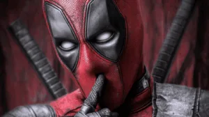 Alternative view of Deadpool - Secretive Stance in Red and Black Wall Mural
