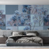 Collection of delicate blue flowers arranged in a grid pattern