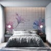 Artistic floral mural in soft pastel colors