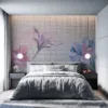 Artistic floral mural in soft pastel colors||