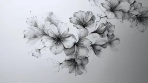 Alternative view of Delicate Floral Sketch Wall Mural