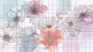 Alternative view of Delicate Floral Sketches Wall Mural