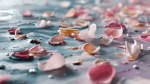 Alternative view of Delicate Flower Petals on Water Wall Mural