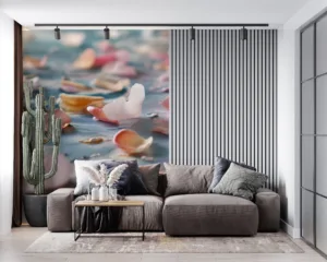Close-up of flower petals on a serene surface||