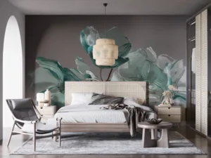 Intricate collection of glass flowers in icy teal and clear||