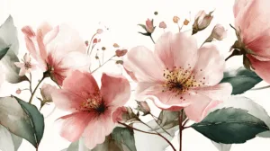 Alternative view of Delicate Pink Blooms Watercolor Wall Mural