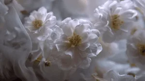 Alternative view of Delicate White Floral Elegance Wall Mural