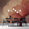 Close-up of abstract floral composition with layered petals in soft colors||