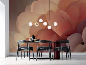 Close-up of abstract floral composition with layered petals in soft colors
