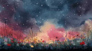 Alternative view of Dreamy Twilight Landscape Wall Mural