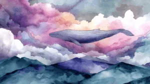 Alternative view of Dreamy Whale in Abstract Sky Wall Mural