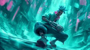 Alternative view of Ekko - A Vibrant Journey Through Time Wall Mural