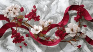 Alternative view of Elegant Floral Arrangement on Marble Wall Mural
