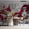 Elegant floral arrangement on a marble background||