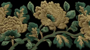 Alternative view of Elegant Floral Embroidery Design Wall Mural