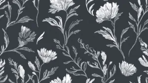 Alternative view of Elegant Floral Monochrome Design Wall Mural