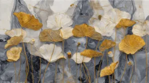 Alternative view of Elegant Lotus Blossoms Wall Mural