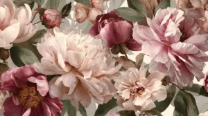 Alternative view of Elegant Peony Blooms Wall Mural