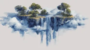 Alternative view of Enchanted Floating Islands Wall Mural