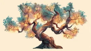 Alternative view of Enchanted Tree of Light Wall Mural