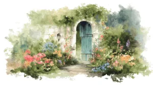 Alternative view of Enchanting Garden Gate Wall Mural