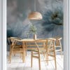 Soft and dreamy composition of blue and white flowers in a tranquil setting.