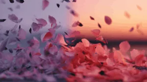 Alternative view of Ethereal Flower Petals at Sunset Wall Mural