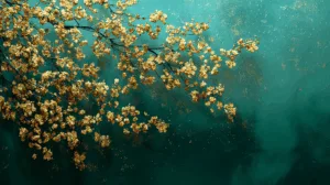 Alternative view of Ethereal Golden Blossoms Wall Mural