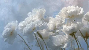 Alternative view of Ethereal White Flower Arrangement Wall Mural
