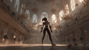 poised for combat with a rapier