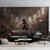 Fiora in a grand hall|poised for combat with a rapier|surrounded by elegance.