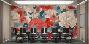 Vibrant floral pattern wallpaper mural