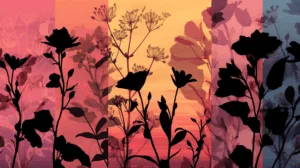 Alternative view of Floral Silhouette Abstract Wall Mural