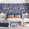 Geometric pattern in blue and white||