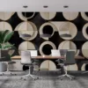 Geometric design featuring coffee cup shapes in black|white|beige