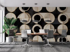 Geometric design featuring coffee cup shapes in black