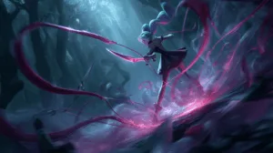 Alternative view of Gwen - Enchanted Battle in the Forest Wall Mural