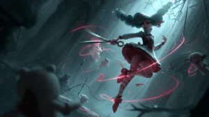 Alternative view of Gwen - Whimsical Battle in Fantasy Realms Wall Mural
