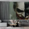 Split-face design featuring Batman and the Joker