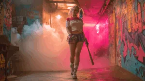 Alternative view of Harley Quinn - Neon Alley Adventure Wall Mural