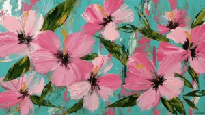 Alternative view of Vibrant Hibiscus Floral Design Wall Mural