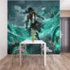 Illaoi from League of Legends unleashing her power amidst a chaotic ocean scene.