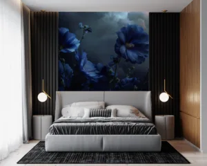 Close-up view of deep indigo flowers with a cloudy background||