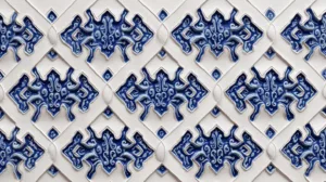 Alternative view of Intricate Blue Floral Geometric Wall Mural