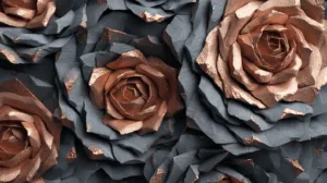 Alternative view of Intricate Copper Roses Wall Mural