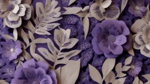 Alternative view of Intricate Floral Paper Cut Design Wall Mural